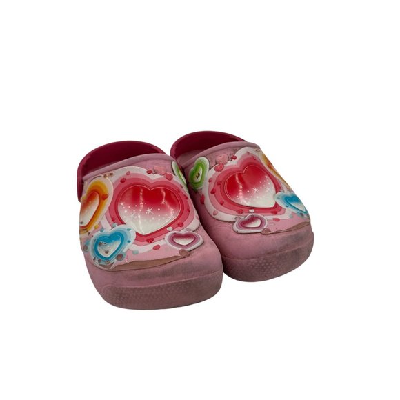 Girls Crocs Heart Design Slip-On Clogs With Strap Pink Size 12 Light Up - Picture 1 of 7